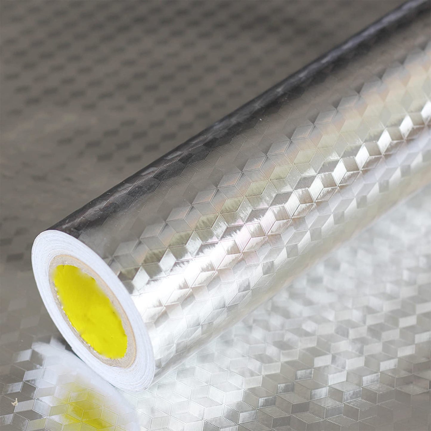 Snkxu Kitchen Wallpaper Oil Proof Sticker Backsplash Aluminum foil Oil self-Adhesive Paper Silver Cabinet Liner Waterproof and Heat Resistant Peel and Stick backsplash, 15.7X197 Inches