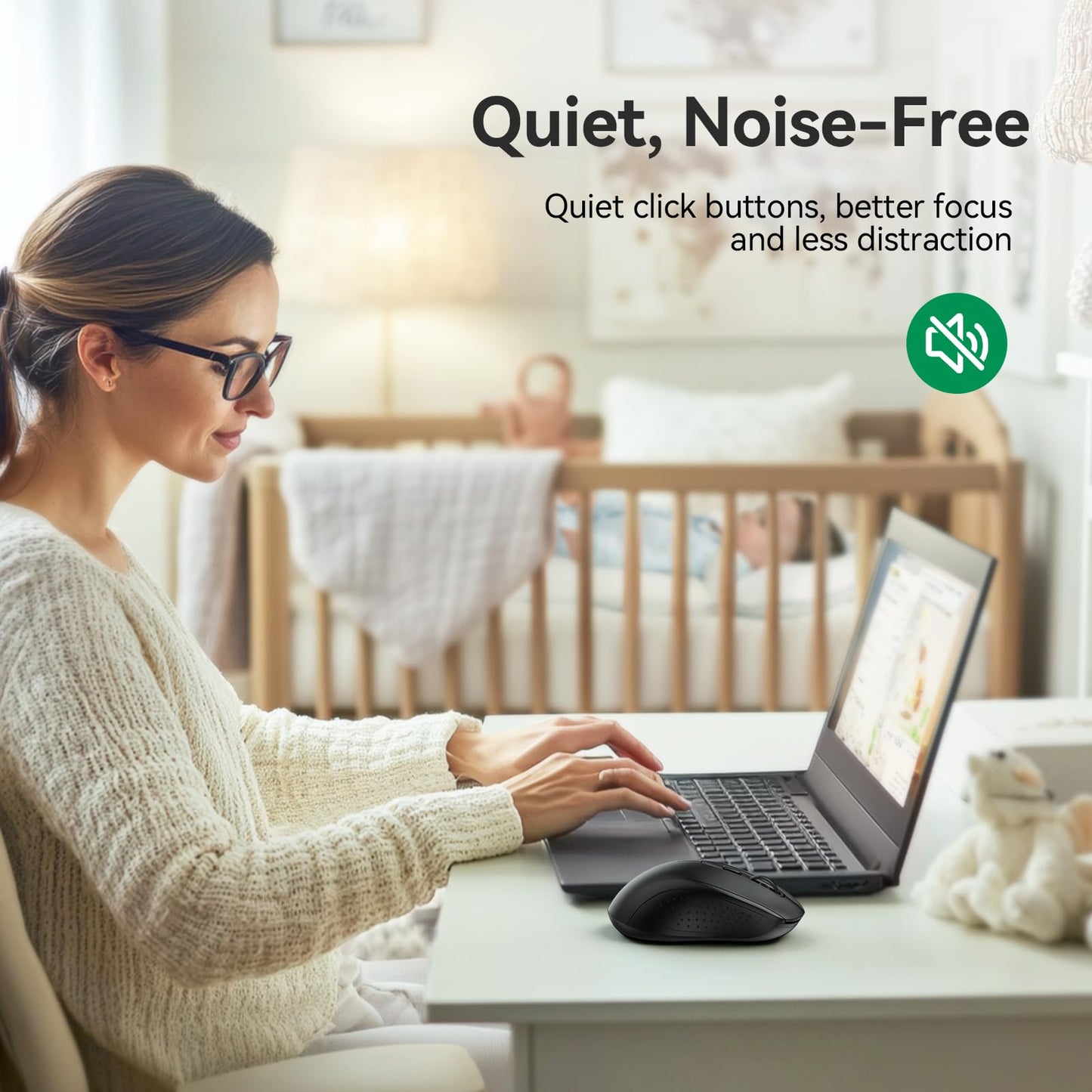 TECKNET Wireless Mouse for Laptop, Silent Bluetooth Mouse(BT5.0 & 2.4G) 4000DPI Adjustable, Computer Portable PC Quiet Mice with USB-A Receiver & 6 Buttons for Mac, 18 Months Battery