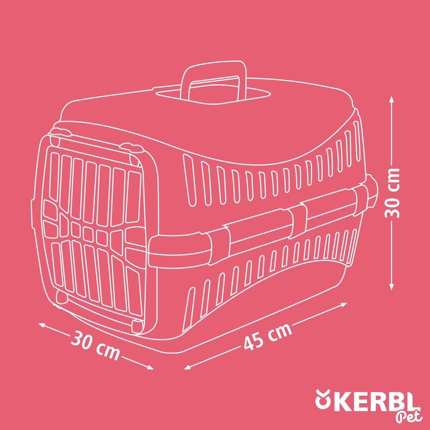 Kerbl Transport Box Expedion with Plastic Door, 45x 30 x 30 cm, Green/ Dark Grey