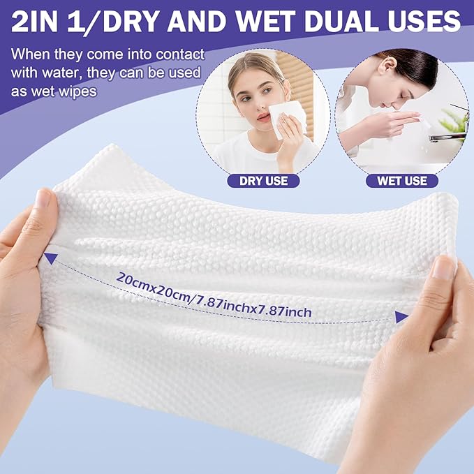 Face Towels, Disposable Face Towelette, Makeup Remover Dry Wipes 50 Count