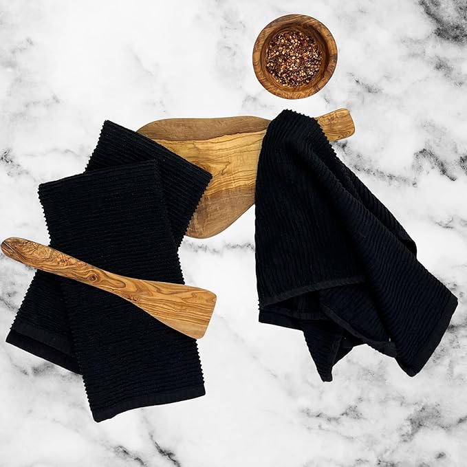 Serafina Home Oversized Solid Color Black Kitchen Dish Towels: 100% Cotton