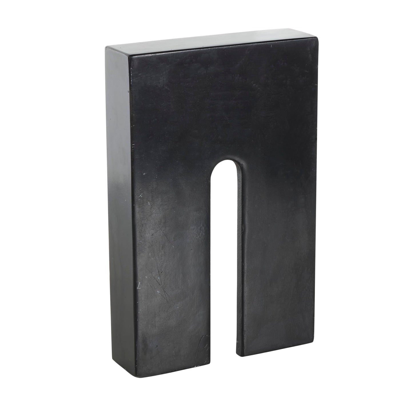 Deco 79 Marble Geometric Decorative Sculpture Rectangular Home Decor Statue with Arched Groove Interior, Accent Figurine 7" x 2" x 11", Black