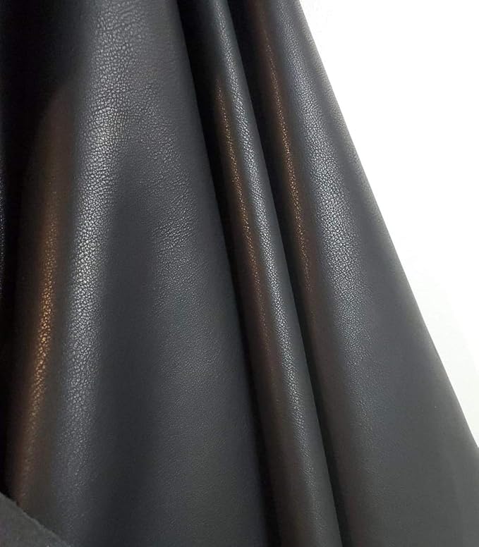 Black Faux PU Leather Sheet Fabric by the Yard Synthetic Thin Pleather 0.7 mm