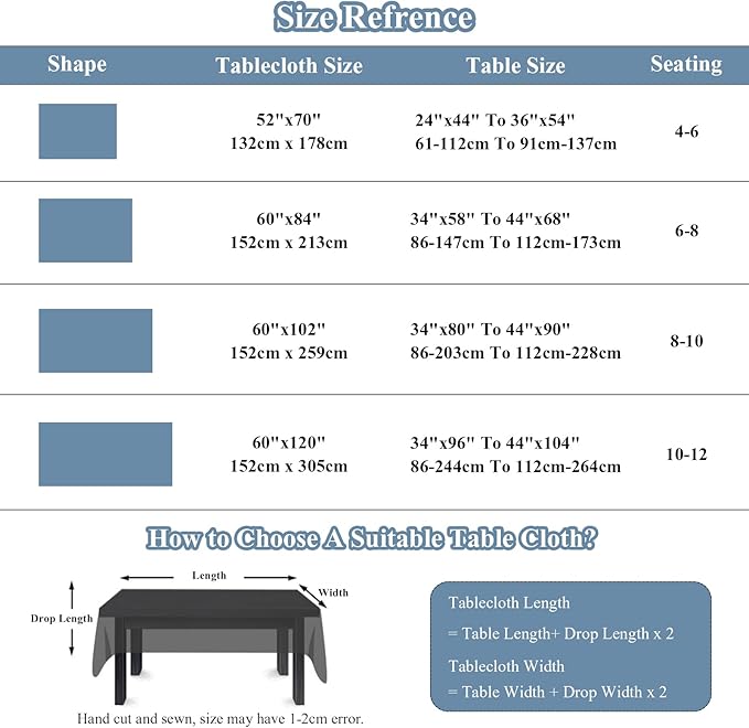 VClife Table Cloth Blue and White Table Cloth Rectangle Tablecloth Rustic
