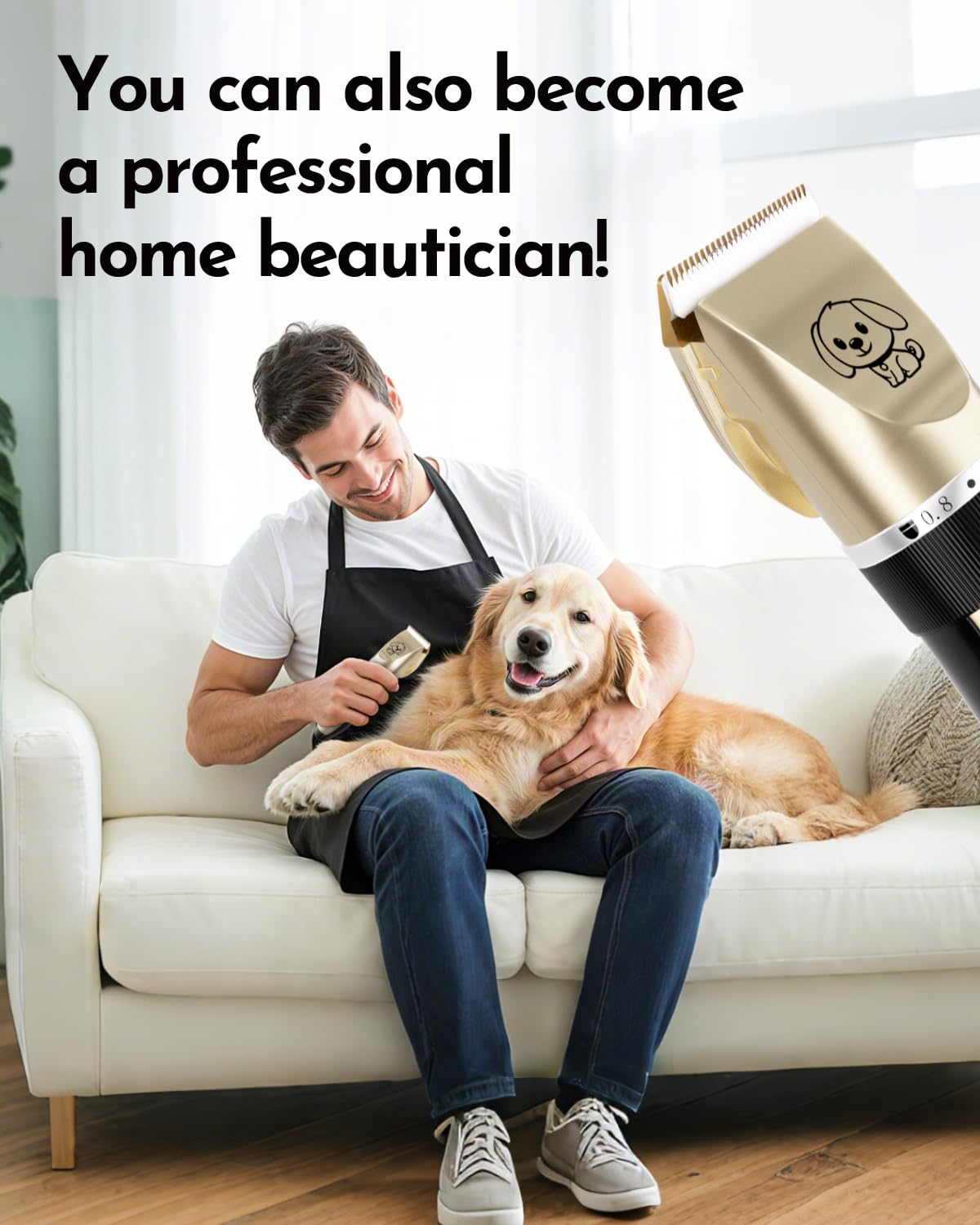 Dog Clippers, Rechargeable Low Noise Cordless Pet Clippers, with 4 Guide Combs and Cleaning Brush Nail Kits