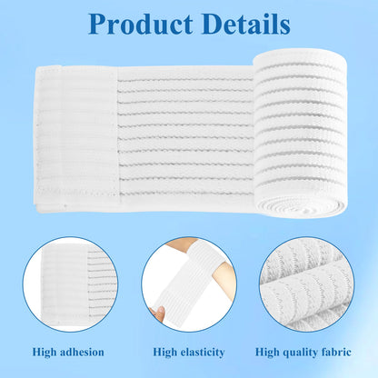 4-Pack Ice Pack Straps, Reusable & Stretchable – 35.5"x3" Adjustable Elastic Wrap with Hook and Loop Closure, Secure Ice Pack Holder for Cold Therapy(White)
