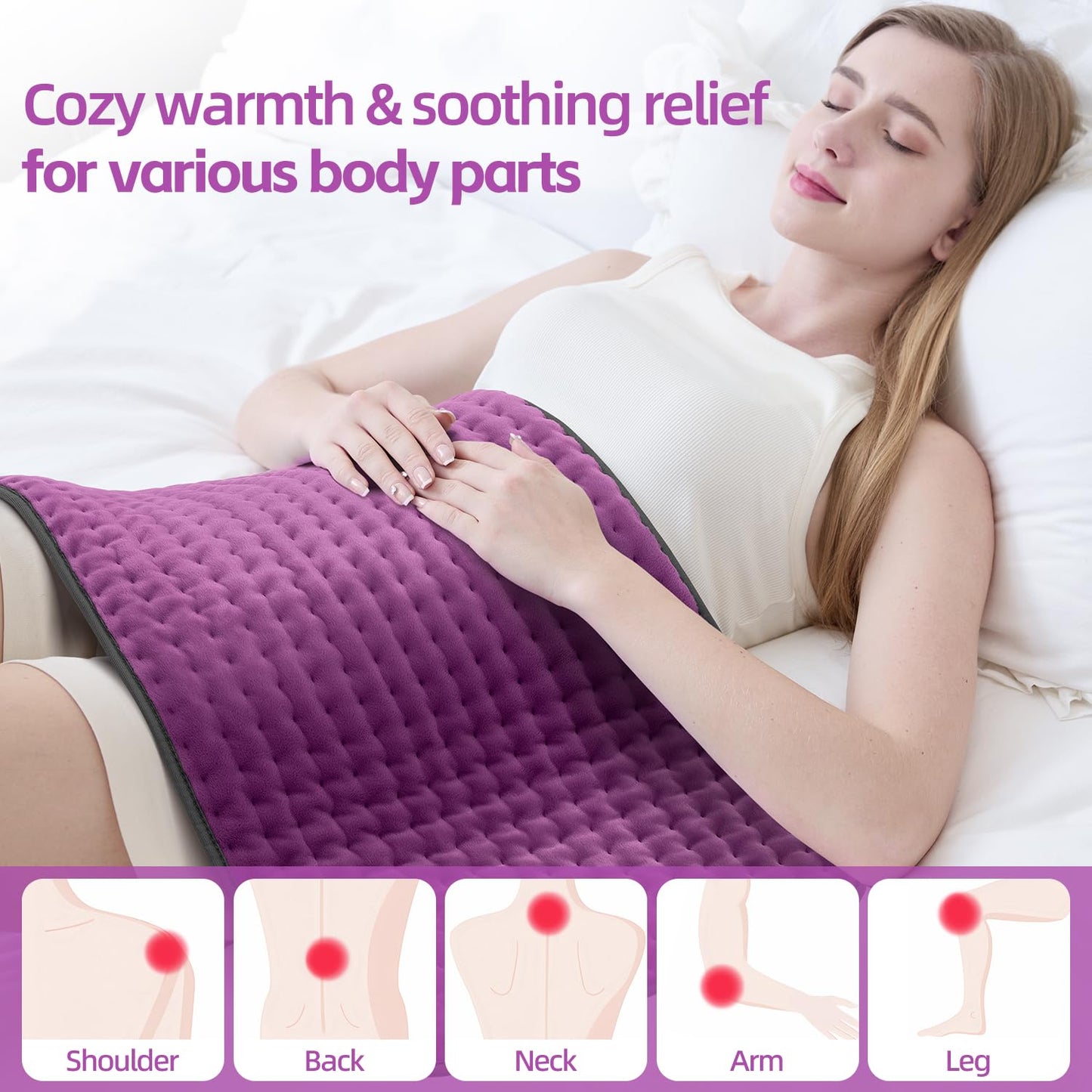 XXXL Heating Pad for Back Pain Relief, Heated Pad for Neck/Shoulders/Legs/Knees/Feet/Cramps, 6 Heat Settings Auto-Off, Heat Pads for Women, Birthday Mothers Day Gifts for Mom Wife Grandma Her, 17"x33"