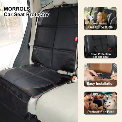 MORROLS Car Seat Protectors For Child Car Seats,1 Pack Waterproof Leather Seats Protectors With Non-Slip Bottom Large Mesh Pockets Leather And Fabric Car Seats For SUV, Sedan, Trunk