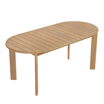 Christopher Knight Home Linda 70.67" Outdoor Dining Table, Solid Acacia Wood Patio Table for Patio Furniture Set, Modern Dining Table with Slat Panel Oval Top for Deck Garden Backyard, Light Teak