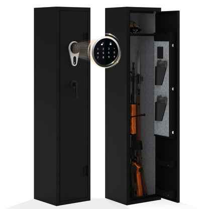 GarveeLife Heavy Duty Rifle & Pistol Safe with Quick Access Fingerprint Lock & Digital Backlit Keypad | Removable Shelves, Pistol Pockets, Dual Alarm | Home Security Gun Cabinet for Shotguns