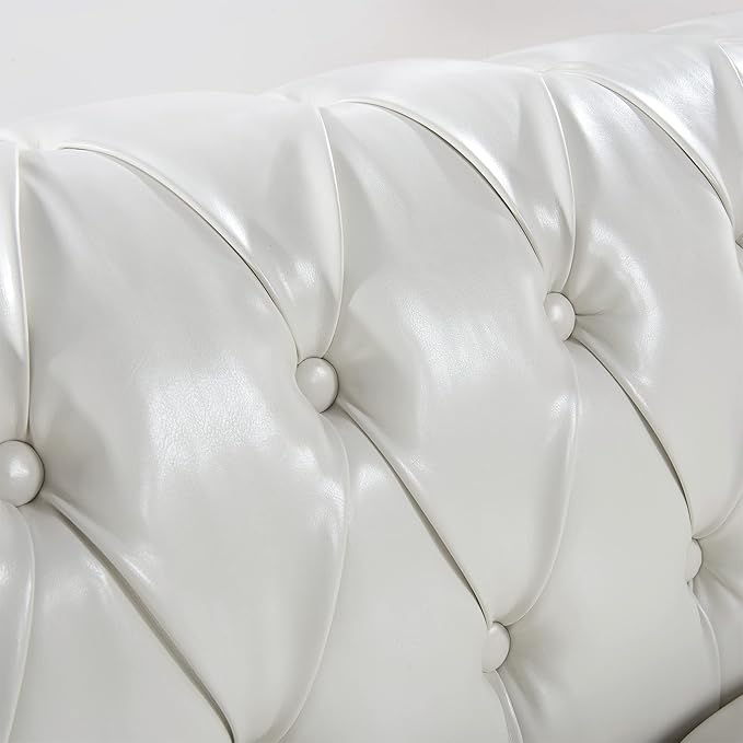 LEVNARY Chesterfield Sofa, Classic Tufted Upholstered Leather Couch, Modern 3