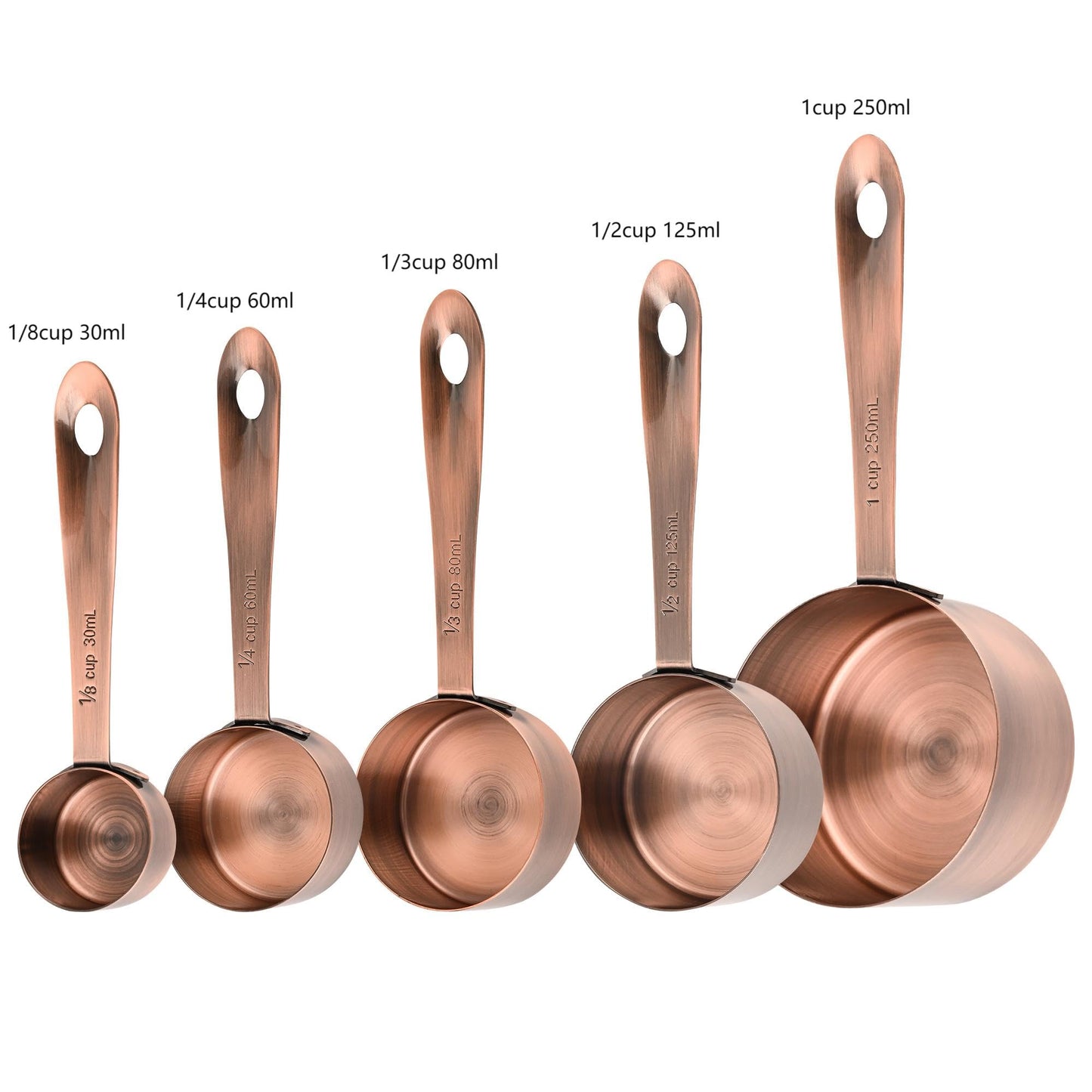 Nstezrne Copper Measuring Cups and Spoons Set, Stainless Steel Measuring Cups and Spoons Set 12, Metal Measuring Cups Set, 5 Measuring Cup Set and 6 Copper Measuring Spoons &Leveler for Kitchen