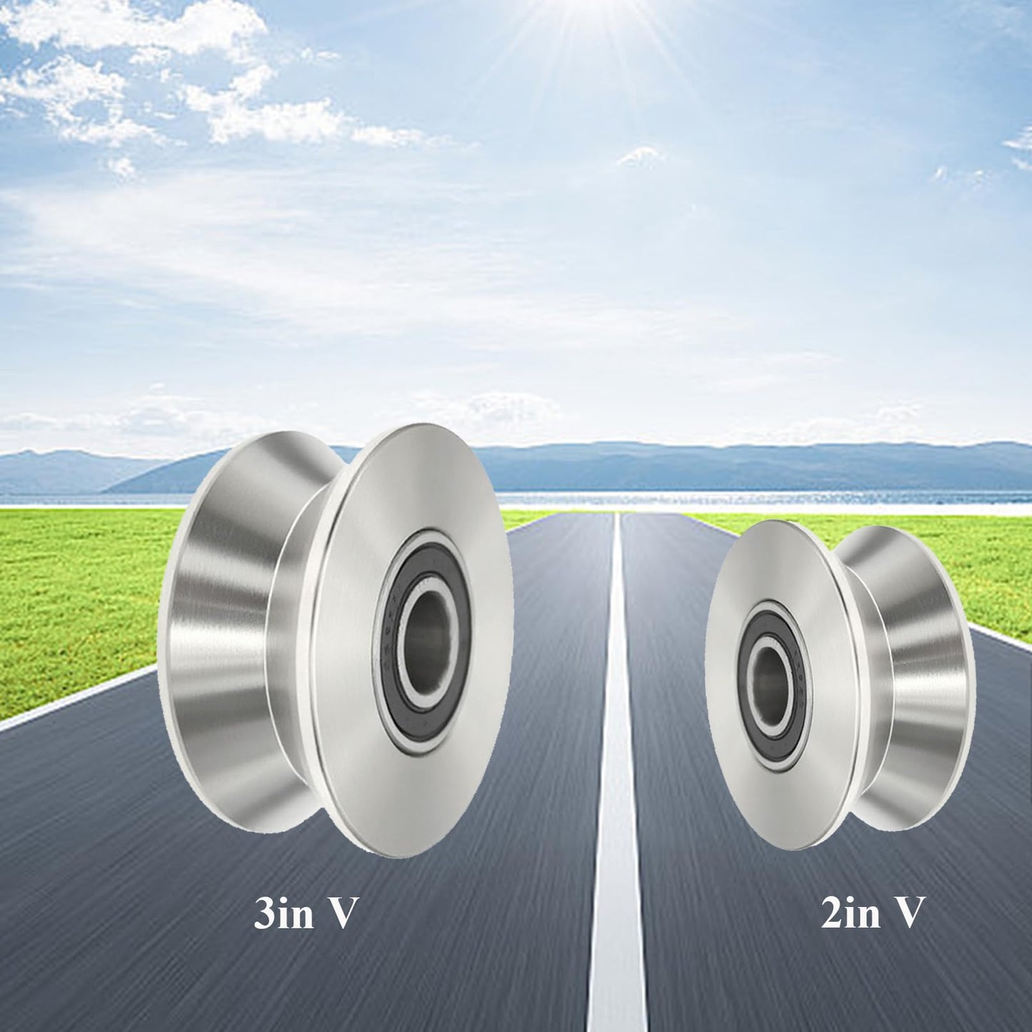 Sliding Gate Wheel Stainless Steel V Groove Wheel Heavy Duty Conveyor Rollers Industrial Caster Ball Bearing Pulley Rolling Gate Hardware Kit for Garage Door Machinery