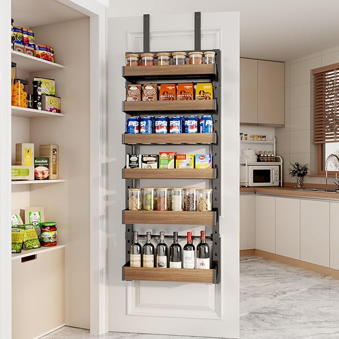 6-Tier Over The Door Pantry Organizer, Heavy-Duty Metal Wall Mount or Hanging