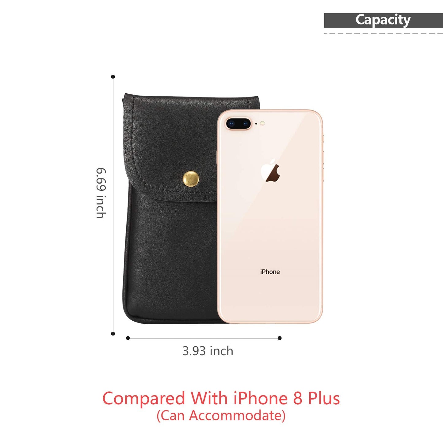 Techcircle Cell Phone Neck Pouch PU Leather Carrying Bag with Credit Card Holder Adjustable Strap, Small Travel Purse for iPhone 11 XR XS Max SE 8 7 6 Plus, Galaxy S10 S7 Edge A10 J7, Moto G6 (Black)