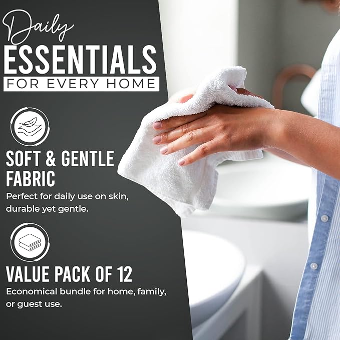 DAN RIVER 12 Pack Wash Cloths for Showering