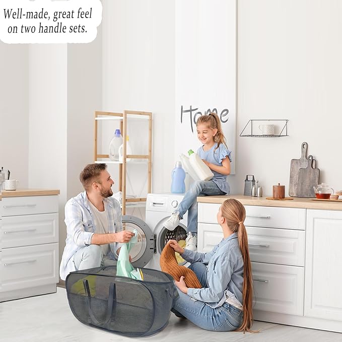 Upgraded 100L Collapsible Laundry Basket, Extra Large Mesh Pop Up Laundry Hamper