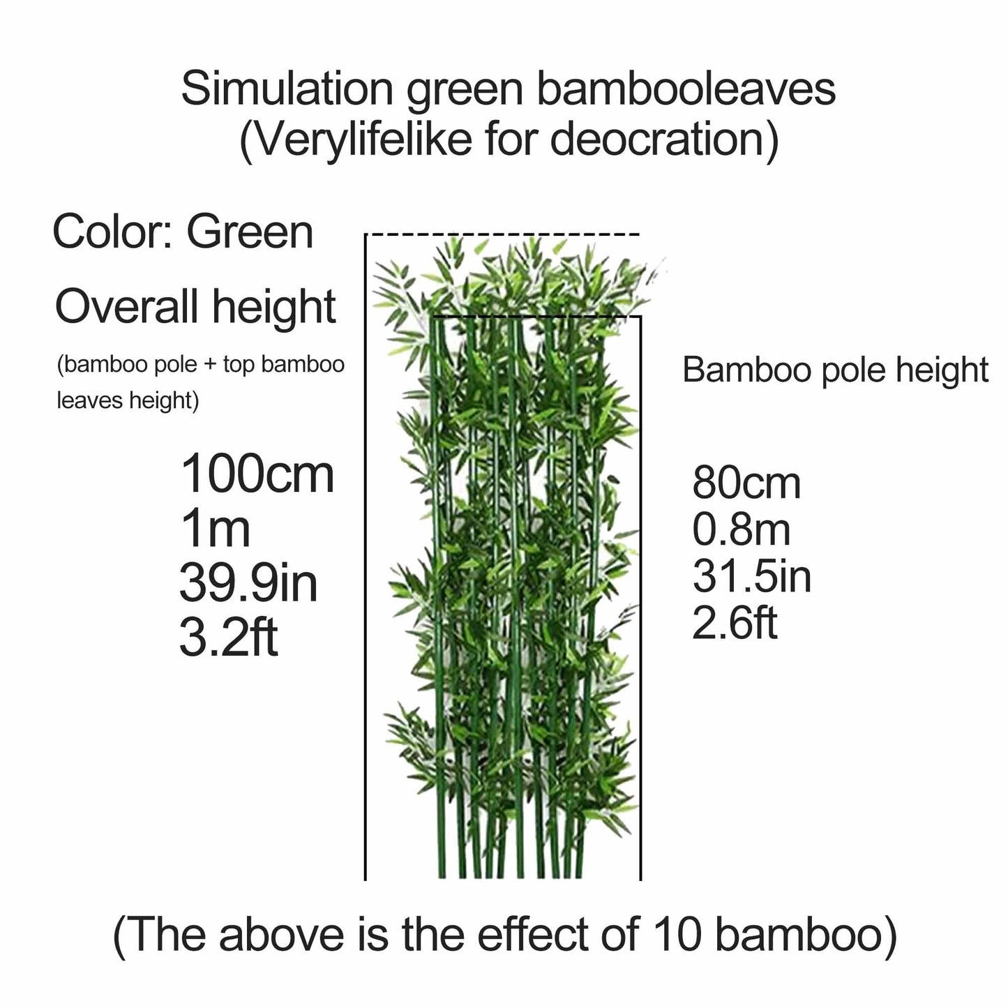 Artificial Green Bamboo Plant Balcony Privacy Screen Plants Privacy Fence for Outdoor Garden Terrace Courtyard Entrance(100cm/3.3ft)