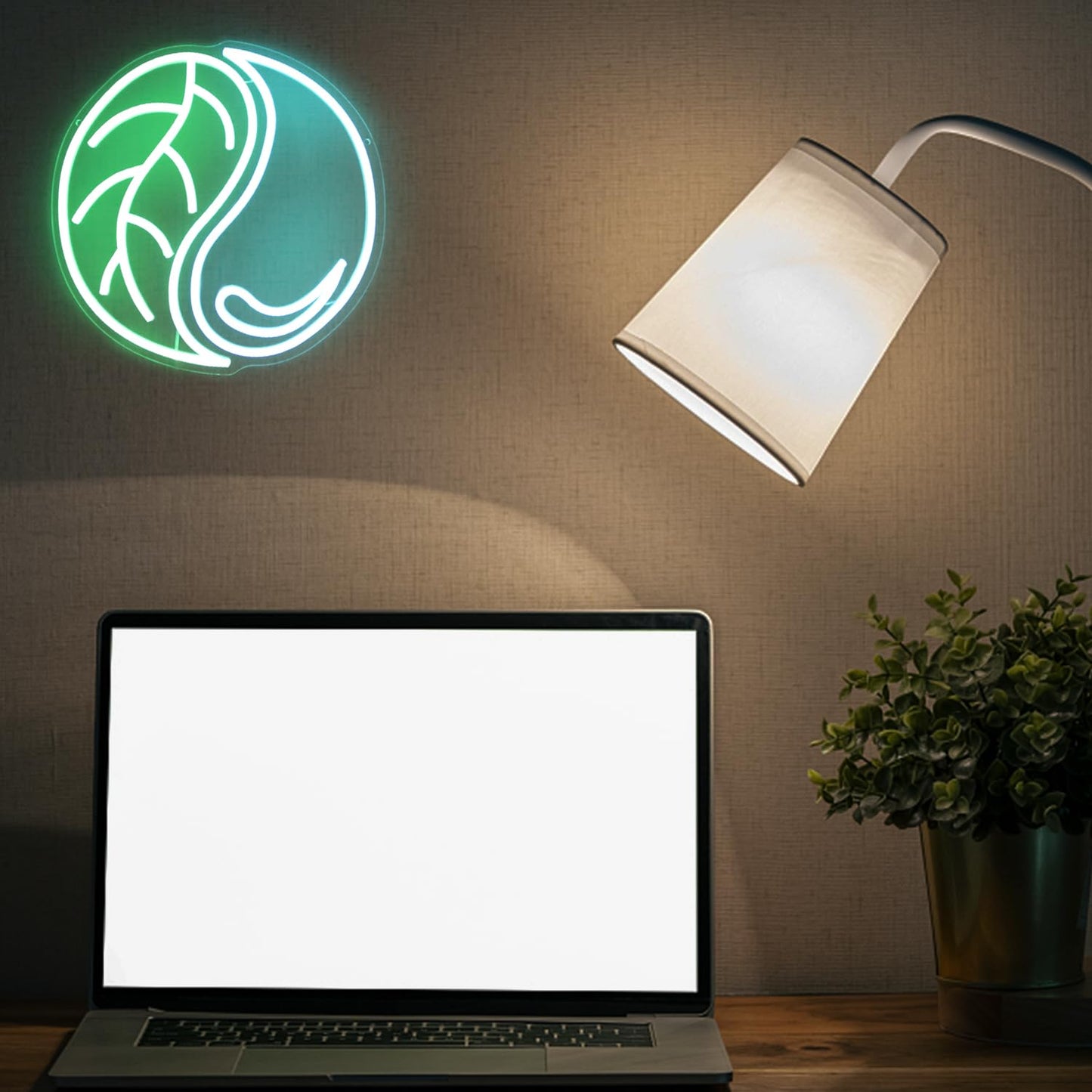 CKTBLEY Yin Yang Neon Sign Green Leaf Neon Light Blue Water Drop LED Signs for Wall Tai Chi Neon Signs for Bedroom Neon Wall Sign Light Up Sign for Living Room Game Room Man Cave Office Decor