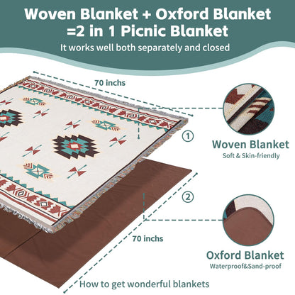 2 in 1 Extra Large Boho Beach Blanket Towel Giant Woven Outdoor Picnic Mat Camping Gear Cruise Essential 2025 Summer Vacation Must Have Airplane Travel Accessories Costa Rica Bahamas Hawaii Trip Stuff