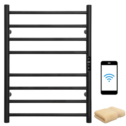 KEG Towel Warmer 8 Bars for Bathroom Freestanding or Wall Mounted Bath Towel Heater Plug-in with Built-in Timer Silver