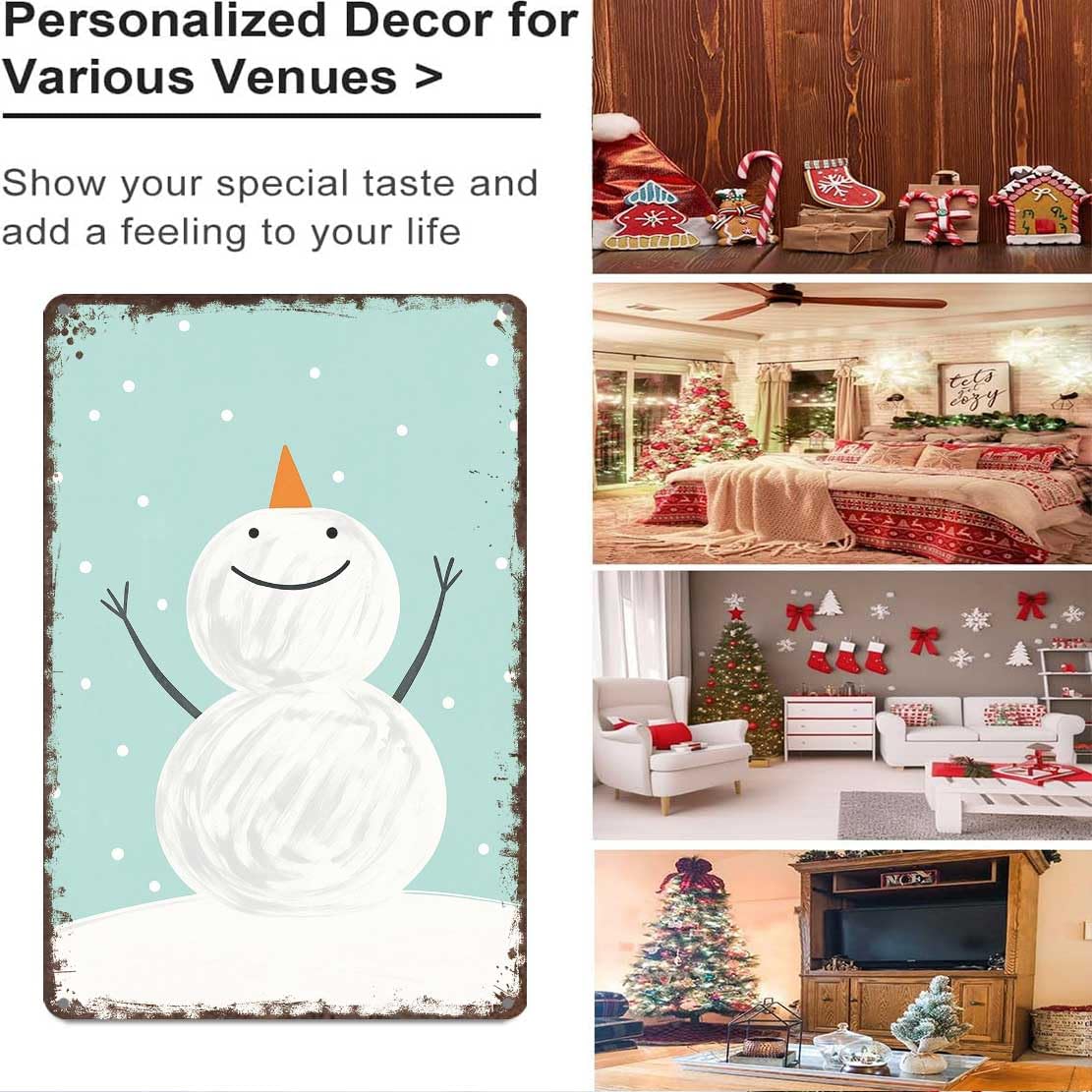 Vintage Christmas Metal Sign 8X12inch-Non Glare Matte Finish Tin Poster for Clear Viewing