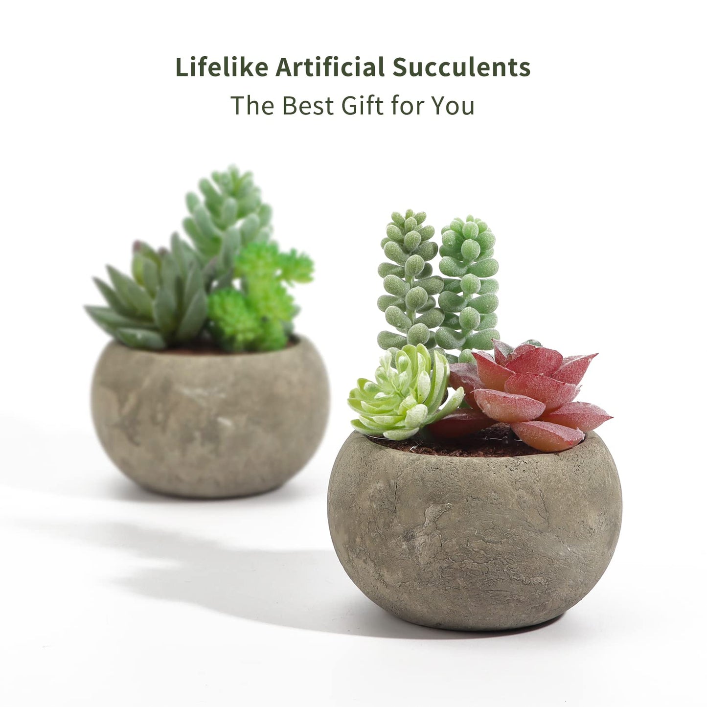 SPEPLA Succulents Plants Artificial 4 Pack, Mini Fake Succulents in Pots, Assorted Small Faux Succulent Decorative for Living Room Home Office Decor