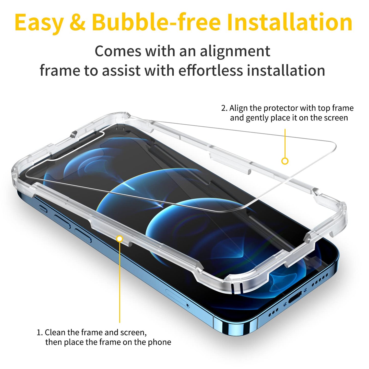 UNBREAKcable Shatterproof Tempered Glass Screen Protector for iPhone SE 2022/SE 2020, iPhone 8/7 [3-Pack] [99.99% HD Clear] [Easy Installation Frame] [9H Hardness][Bubble Free] for Apple 4.7''