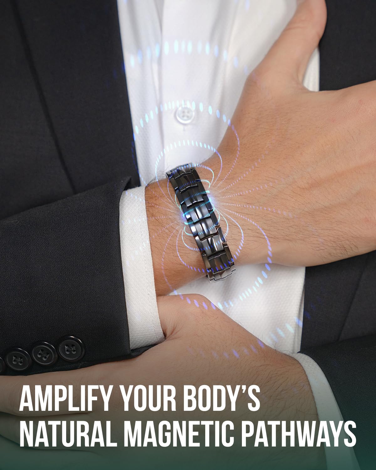 MagnetRX® Magnetic Bracelets for Men - EllipseMAX 5X Strength 5,000 Gauss Magnets - Designed in USA & Patent Approved - Premium Titanium Mens Magnetic Bracelet & Adjustable Length (Gunmetal)