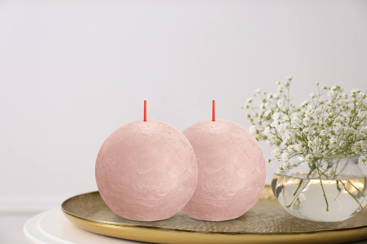 BOLSIUS 3 Pack Ivory Rustic Ball Pillar Candles - 3 Inch - Premium European Quality - Includes Natural Plant-Based Wax - Unscented 25 Hour Party Décor and Wedding Candles