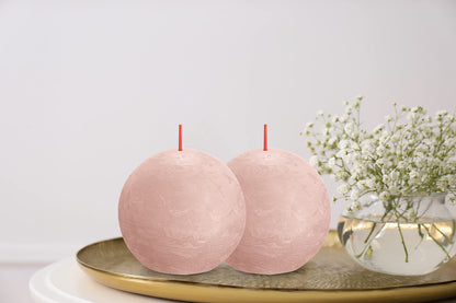 BOLSIUS 3 Pack Ivory Rustic Ball Pillar Candles - 3 Inch - Premium European Quality - Includes Natural Plant-Based Wax - Unscented 25 Hour Party Décor and Wedding Candles