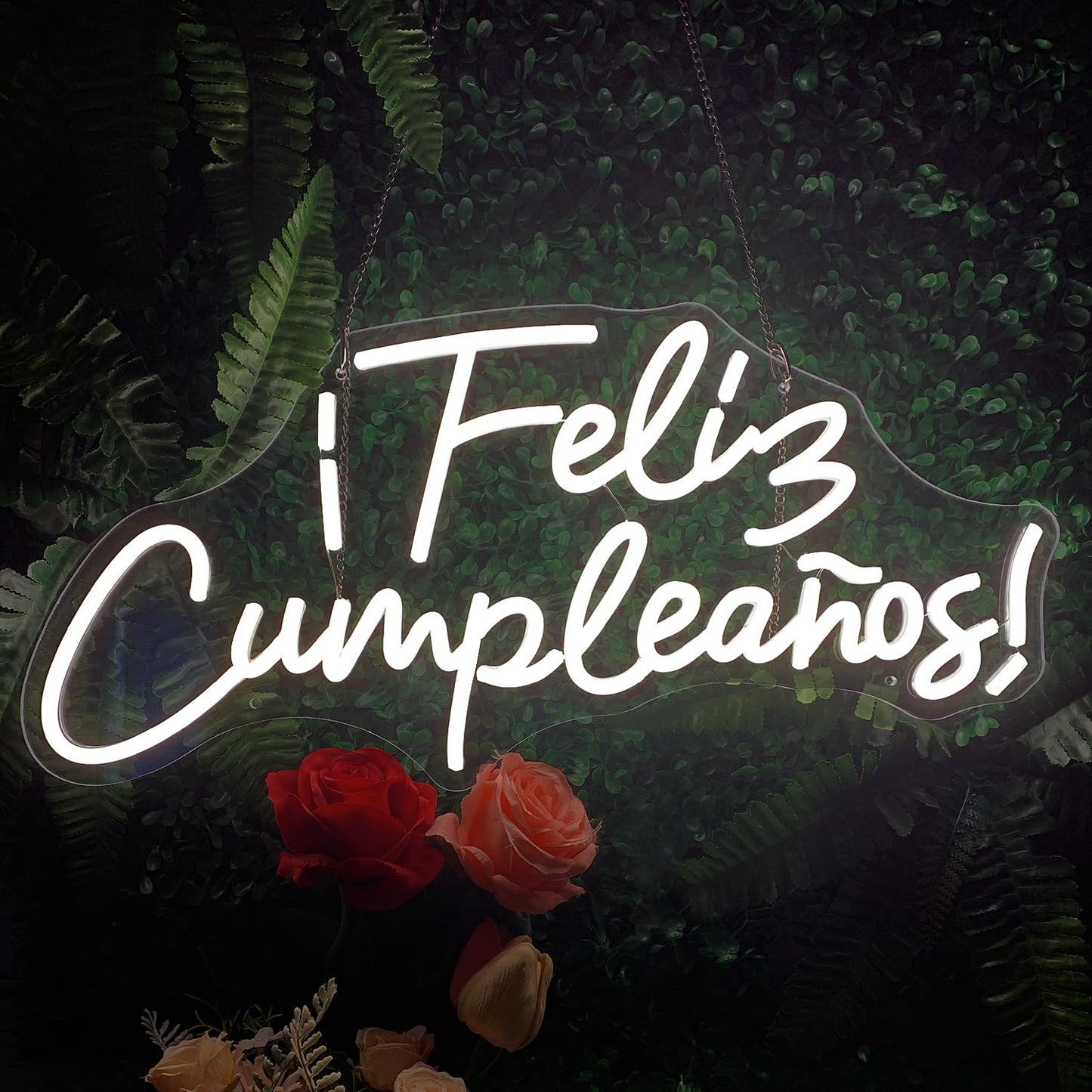 Happy Birthday Banner ¡Feliz Cumpleaños LED Neon Sign Larger for Wall Decor with USB Chain Light Modulator Reusable Custom Led Sign Art Decorations Bar Wedding Home 20.53"x9.44"