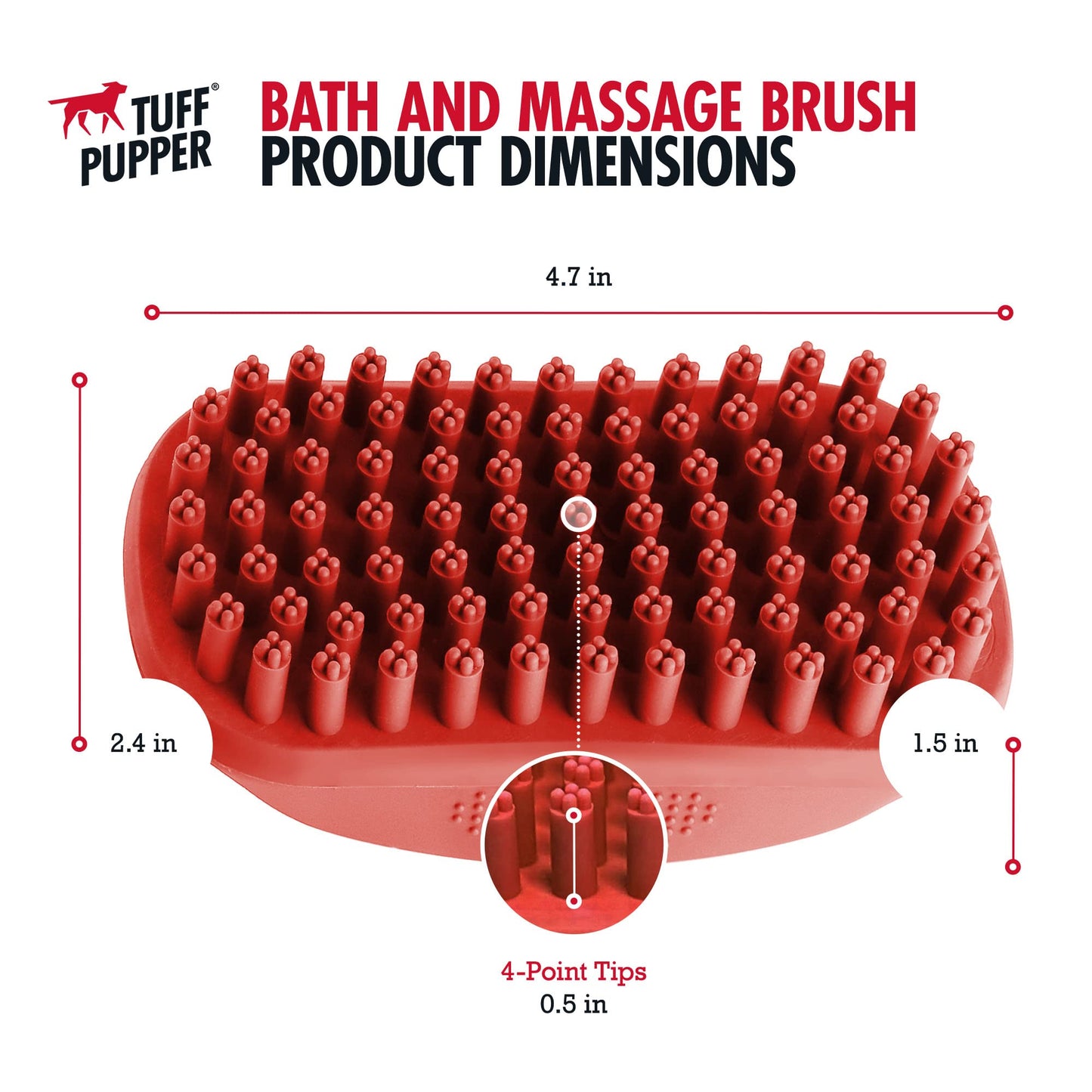 Tuff Pupper Dog Bath Brush, Silicone Pet Hair Remover Brush for Shampooing & Massaging Dogs, Dog Washing Brush with Soft Rubber Bristles Gently Removes Loose & Damaged Fur