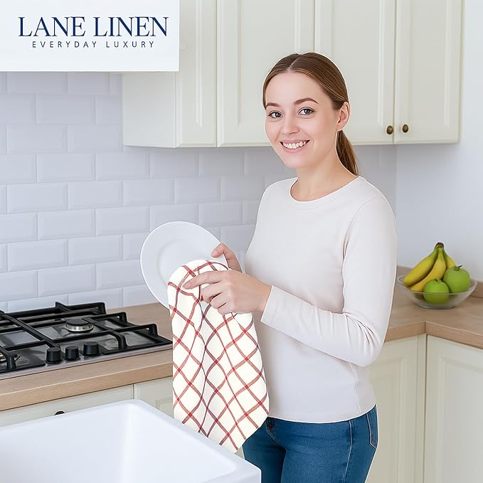 LANE LINEN Kitchen Towels Set of 12-100% Cotton, Quick-Drying 18” x 28”