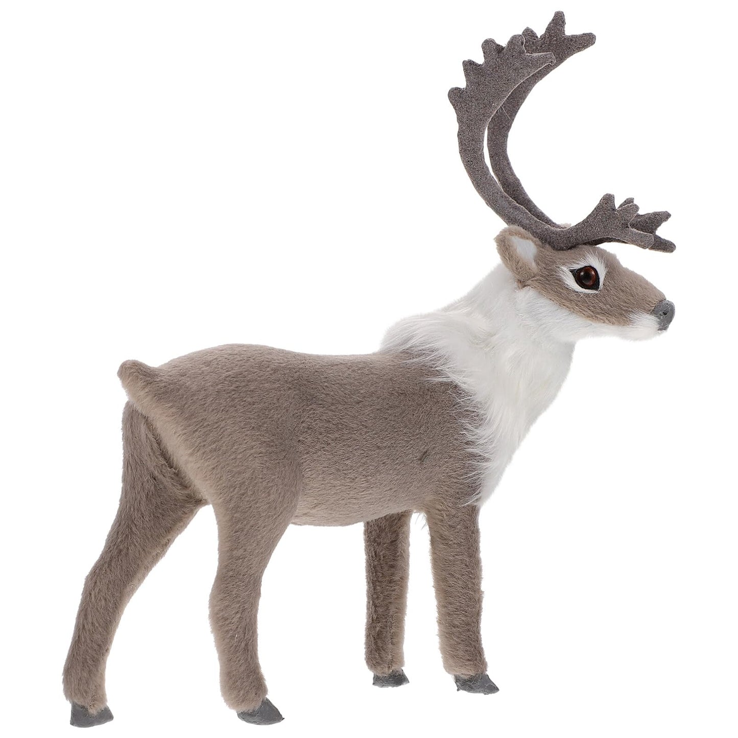 Luxshiny Realistic Reindeer Figurines Standing Deer Statue Mini Christmas Elk Sculpture Holiday Desktop Ornaments for Xmas Party Decoration