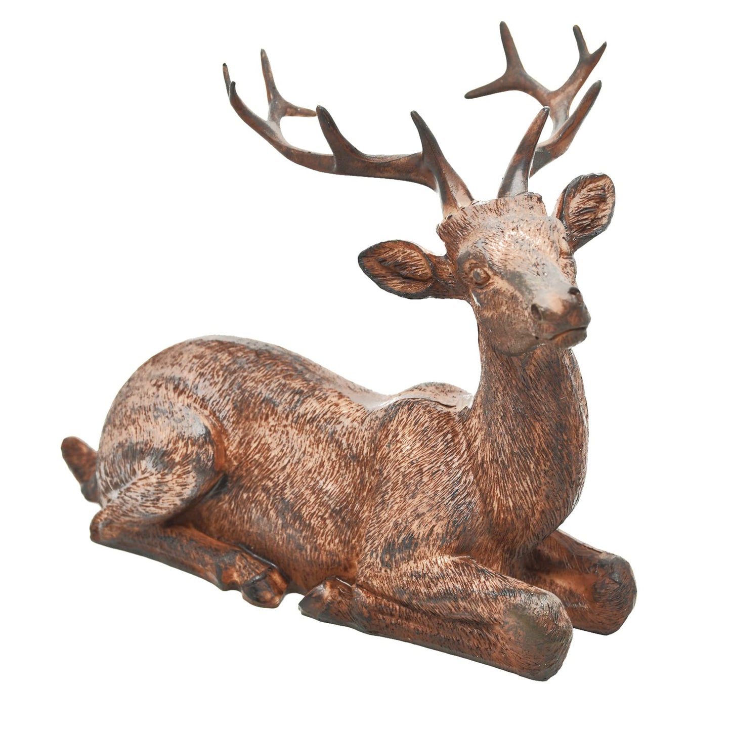 Miyolo Sitting Deer Figurine Laying Elk Reindeer Statue Resin Home Decor Christmas Indoor Shelf Tabletop Decorations (Rust)
