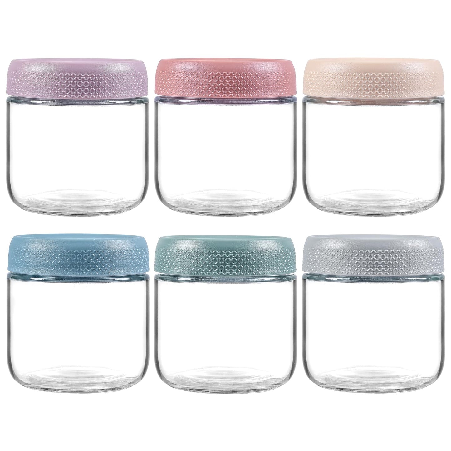 NETANY 6-pack 16 oz Overnight Oats Containers with Lids, Glass jars with Airtight Lids, Wide mouth Mason Salad jars, Glass Food Storage Containers for Snacks Yogurt Spice Sugar
