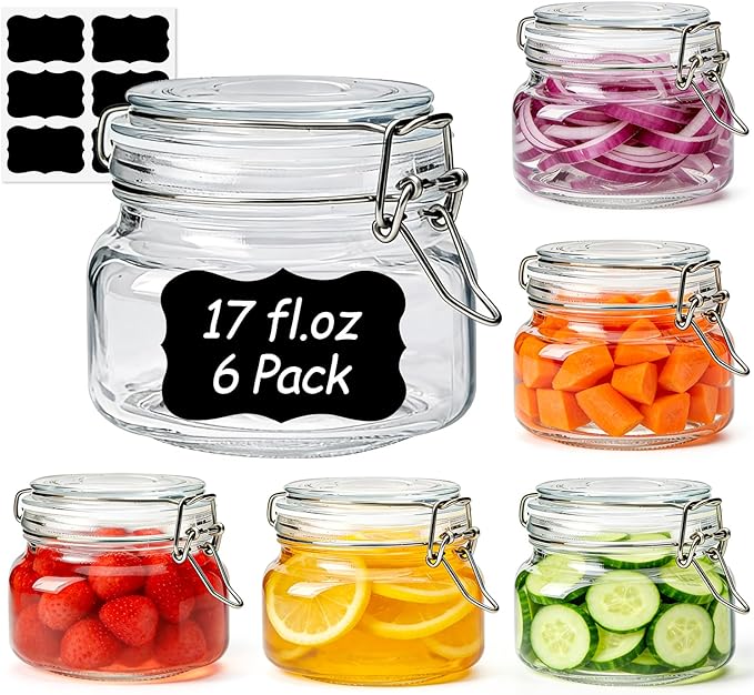 ComSaf 6 Pack 17 oz Glass Jars