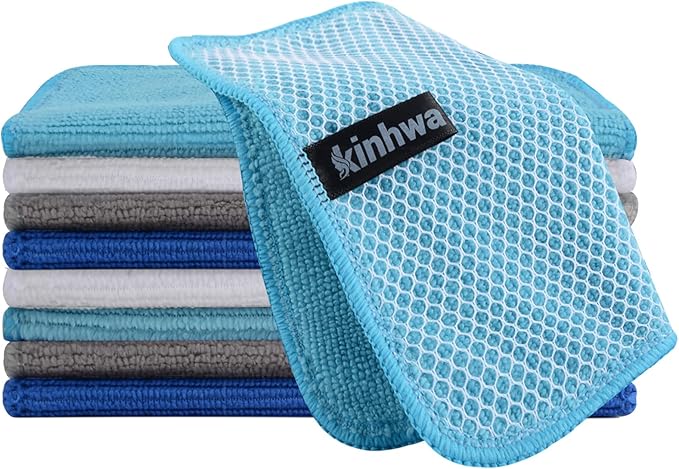 KinHwa Kitchen Washcloths for Dishes Absorbent Microfiber Dish Cloths Quick Dry