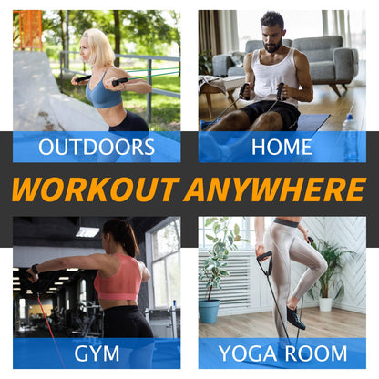 Single Resistance Bands with Handles for Working Out Women and Men, Exercise Bands with Door Anchor, Stretch Bands for Home Workouts, Simple Guide Included (Extra light-yellow-10 lbs)