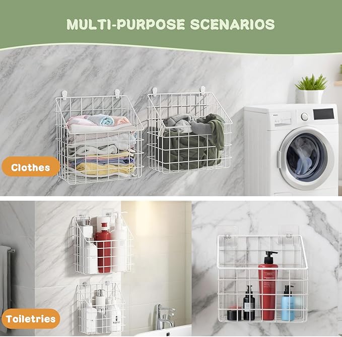 2 Pack Bath Toy Storage Organizer Basket, Large Metal Bathtub Toy Holder
