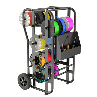 Wire Spool Rack for Wire Spool, Portable Wire Rack Dispenser with Wheels, Automotive Wire Storage, Multi-Spool Wire, Cable Dispenser, Electrical Wire Spool Holder Cart with Storage Tray (Black)