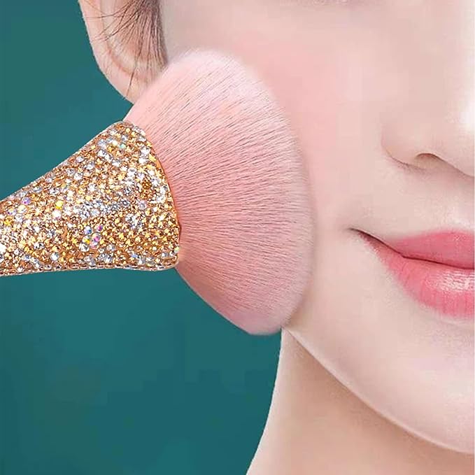 WOKOTO 1pcs Gold Rhinestone Nail Dust Brushes