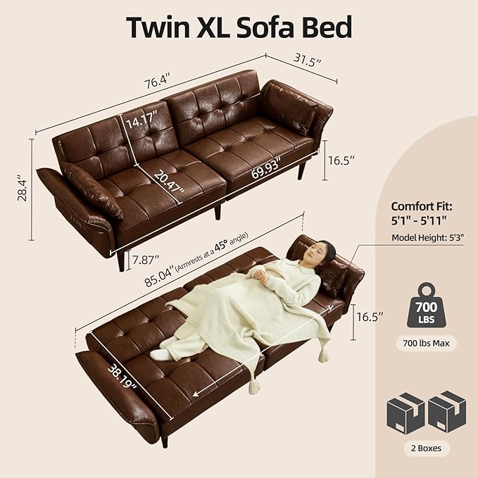 HALLYBEE Futon Sofa Bed, Sleeper Sofa, Small Couch