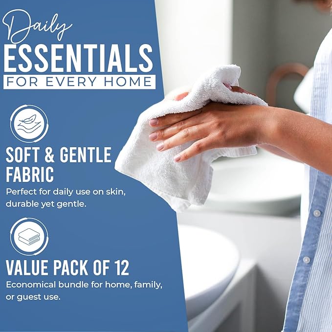 DAN RIVER 12 Pack Wash Cloths for Showering