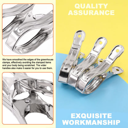 Tanstic 20Pcs 5.1 Inch Stainless Steel Greenhouse Clamps Garden Clips Greenhouse Clips Heavy Duty Garden Clips with Strong Grip and Large Open Mouth for Netting Holding