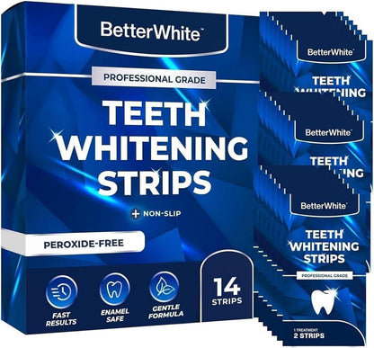 BetterWhite Professional Teeth Whitening Strips 7 Treatments - Enamel Safe - Non-Sensitive Formula - 14 Peroxide-Free Whitening Strips - Dentist Formulated Teeth Whitening Kit
