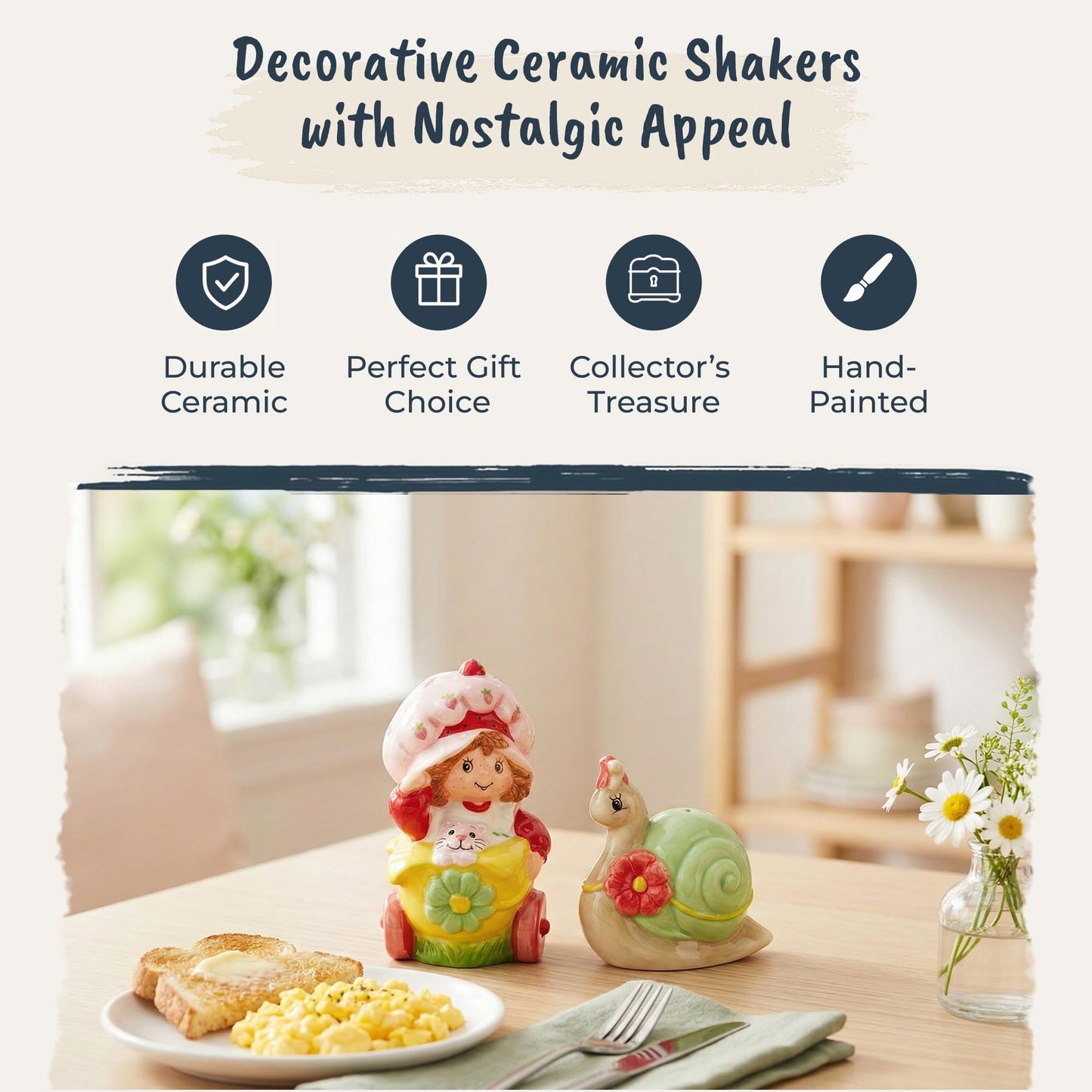 Strawberry Shortcake Snail Sip N'Steep Salt and Pepper Set, 5.5"L x 3"W x 4"H created by Blue Sky Clayworks
