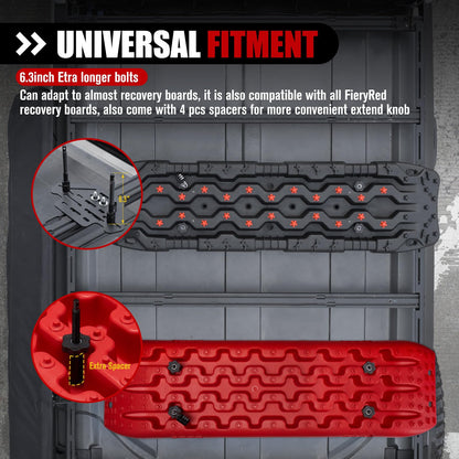 FieryRed Traction Boards Offroad, Recovery Boards with Jack Lift Base, Recovery Traction Board Mounting Kit