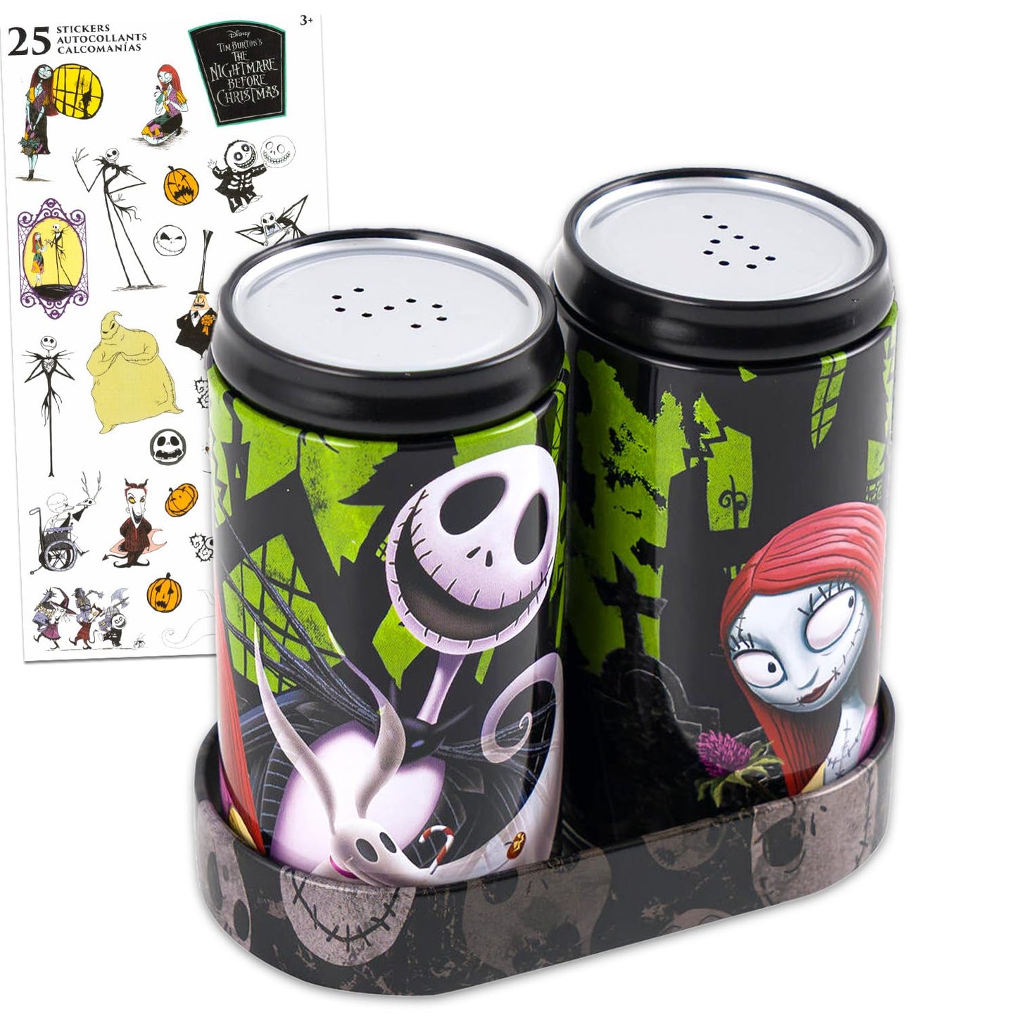 Nightmare Before Christmas Salt and Pepper Shakers Set - Jack Skellington Kitchen Accessories Bundle Collector Set Plus Stickers | Nightmare Before Christmas Collectibles